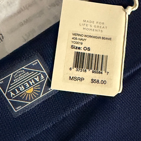 Faherty 100% Merino Workwear Beanie, Navy, one-size, brand-new! $58 MSRP. Unisex - Picture 7 of 8